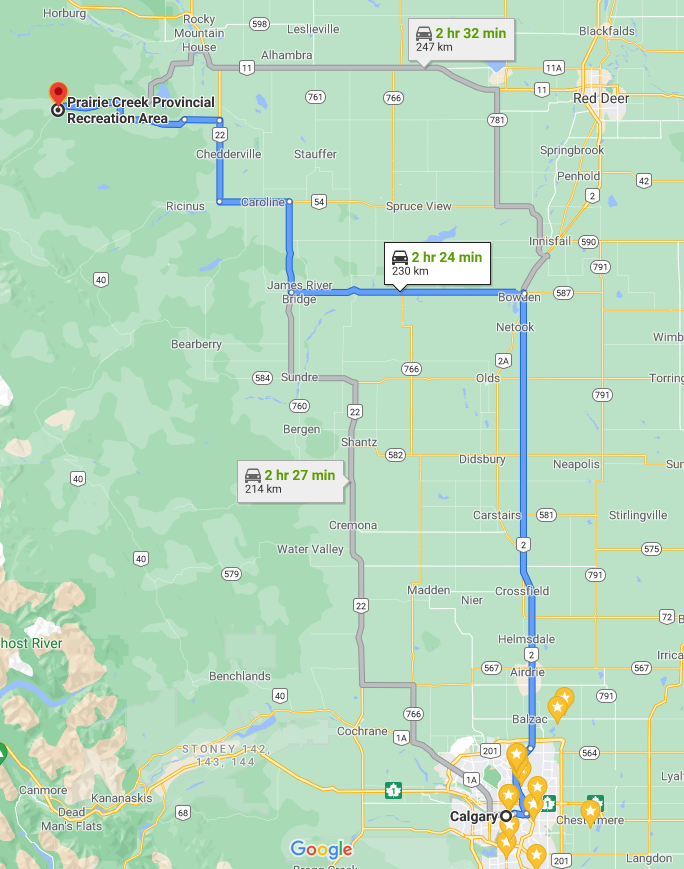 Map to Prairie Creek